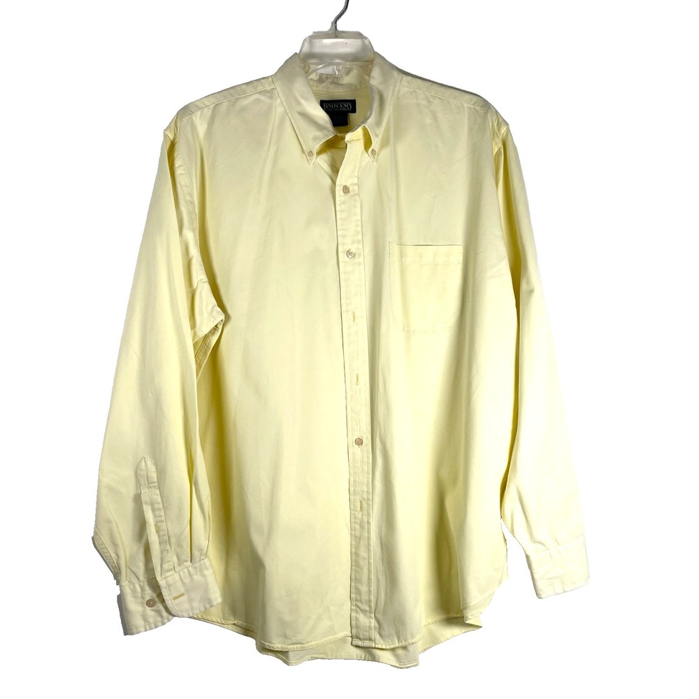 Lands End Shirt Mens XL 17-17.5 Tailored Pinpoint Oxford Button Up Long Sleeve